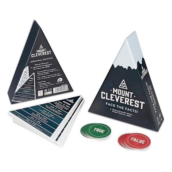 Mount Cleverest Sant eller Falskt Trivia Spel - Roligt Julkortsspel för Fester, Resor och Julstrumpa