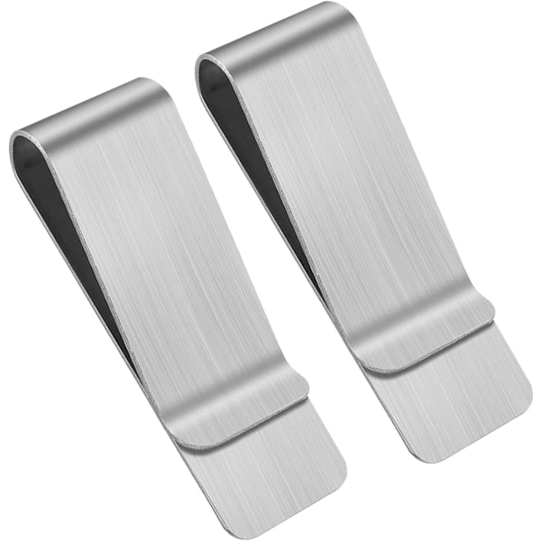2 stk. Pengeclips i rustfrit stål, metal, slank, seddelclips, sølvpung, seddelholder til mænd og kvinder (LGL)