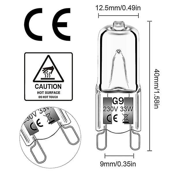 12-pack G9 Halogenlampor 33W 230V 2800K Varmvitt 380lm Klar Kapsel Halogenlampor Dimbar Ingen Blixt Ingen Flimmer