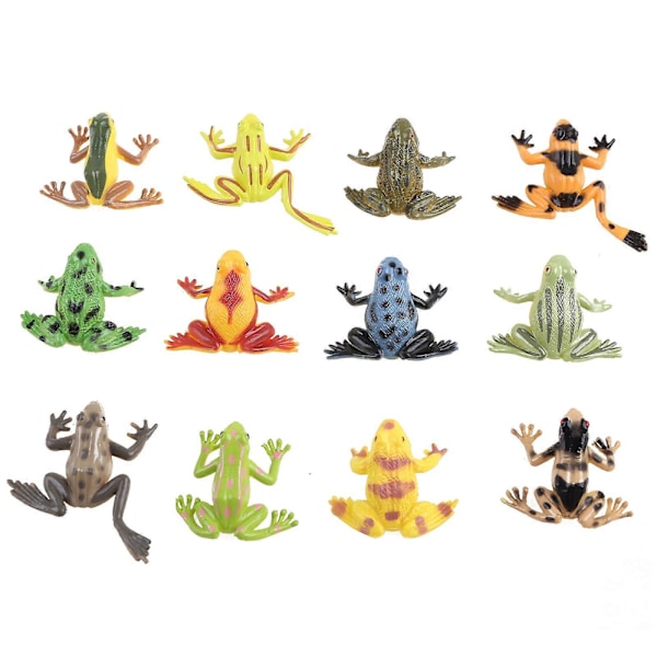 12 st Barnleksaksfigurer Grodor Amfibie Lärande Modell Biologiklass Rekvisita LGL 14