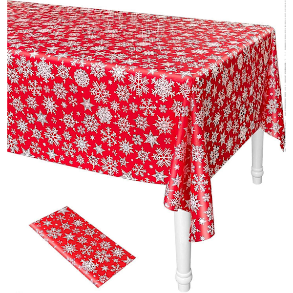 Jul Snöflinga Plast Duk 137 x 274 cm Vinterfest Bordsdukar (LGL)