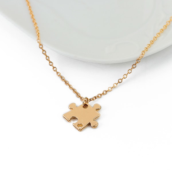 Puzzle Halskjede for Beste Venner 4-pakning Gull (LGL)