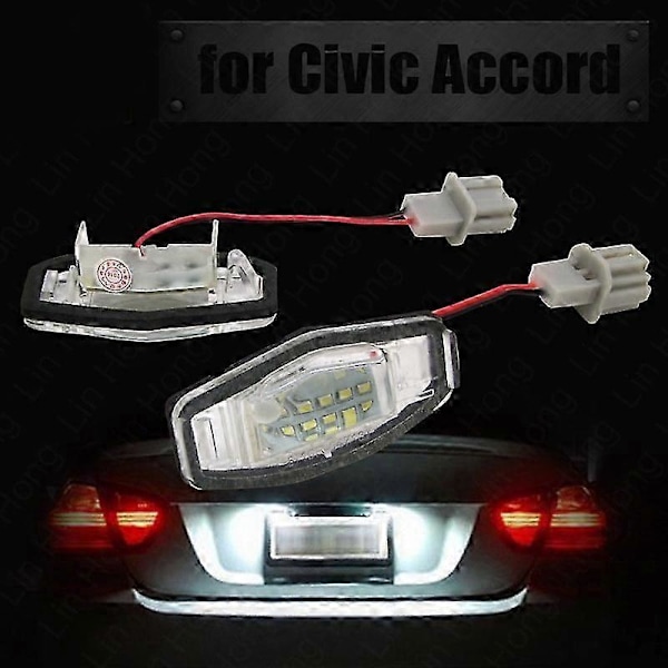 1 par hvide LED nummerpladelygter til Accord 34100S84A01 34100S0A013 Biltilbehør (LGL)