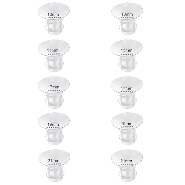 Flänsinsatser 13/15/17/19/21mm 10 st, Kompatibla med Momcozy S12 Pro/S9 Pro/S12/S9 Bärbar Bröstpumpskopp (LGL)