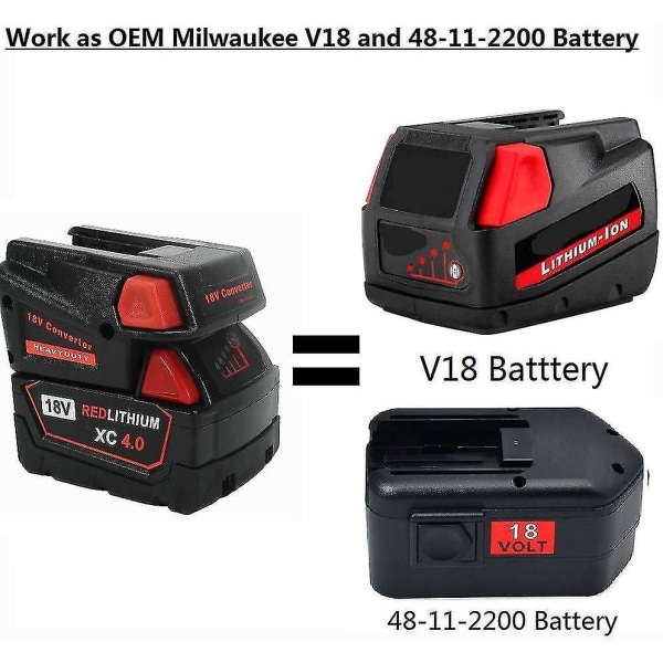 för Milwaukee M18 Batteriadapter Konvertera för Milwaukee V18 48-11-1830 48-11-2200 48-11-223 USB-omvandlare Elverktyg-I lager [LGL]