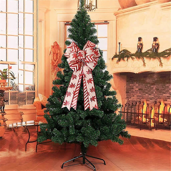 Stk DIY Julebue Flere Ører Store Stripete Lønne Snøfnugg Buer for Bryllupsbil Bue Håndverk (54 x 25cm) (LGL)