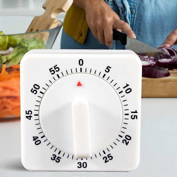 Analog timer med timerfunksjon, eggtimer, rustfritt stål, sølv (LGL)