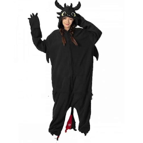 Voksen Kigurumi Onesie Tegneserie Tandløs Pyjamas Til Voksne Kvinder Mænd Dyr Pyjamas Hjemmetøj Halloween Cosplay Fest Kostume LGL Black S Fit 145-158cm