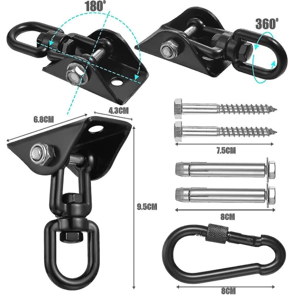 Hængekøje ophængssæt, 500 kg kapacitet, Heavy Duty, 360 roterbar, Velegnet til hængekøje, Aerial Yoga, Boksesandpose, Gynge, osv. [LGL]