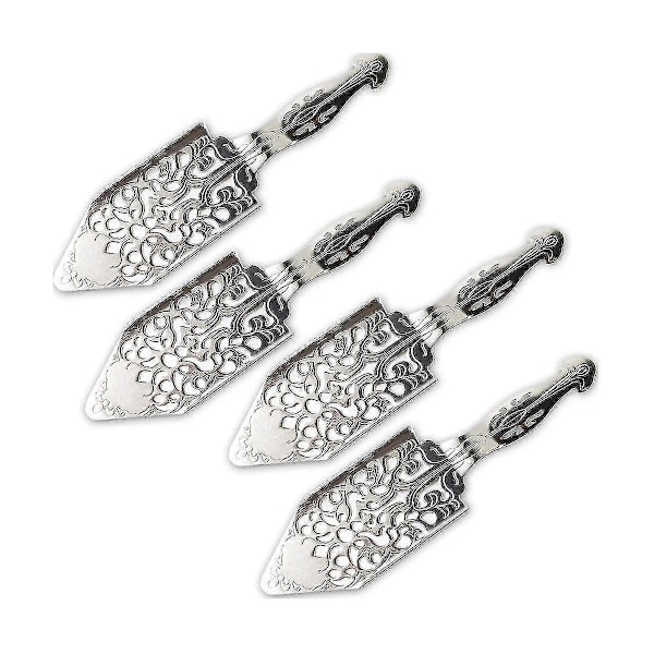 4 stk. Absint Skeer i Rustfrit Stål Vintage Malurt Bar Glas Kop Drikke Filter Udhulet Ab LGL Silver