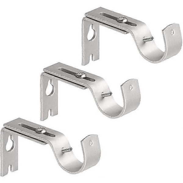 Justerbart gardinstångsfäste, satin nickel, 3-pack, silver. (LGL)