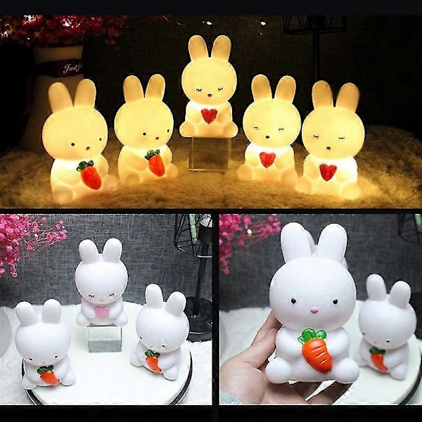 Påskhare Håller Morot/Hjärta LED Nattlampa För Barn, Sänglampa, Påskkanin Djur Ornament LGL B--Carrot Bunny