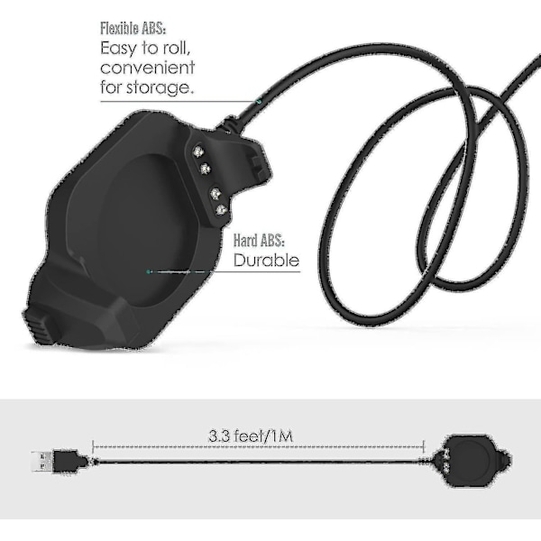 Garmin Forerunner 920xt laderdokk - USB-datasynkronisering ladekrybbe dokklader med 1 m ladekabel [GGL]