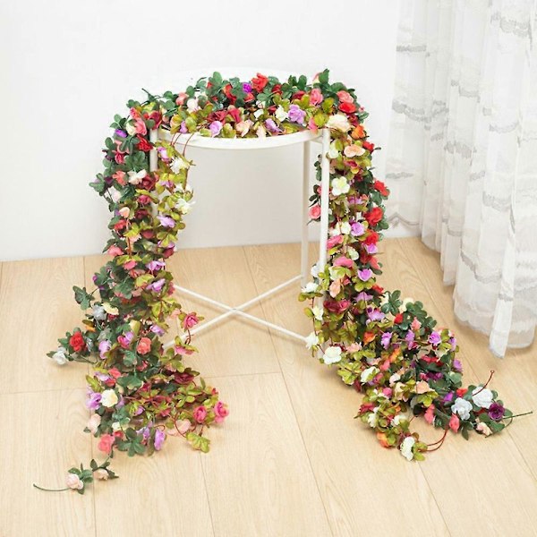 2,5 m Kunstig Pæon Blomsterguirlande 45 Blomster Blomsterranke Bryllup Hjem Loft Vægdekoration LGL Multicolor Purple