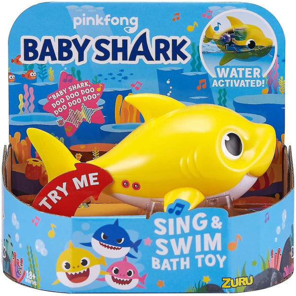 Baby Shark Batteridrevet synge og svømme badeleke Baby Shark (gul) Gul -[GL]