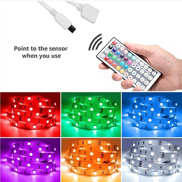 DC12V RGB LED-styrenhet + 44-tangenters fjärrkontroll RGB-styrbox IR-ljusremsstyrenhet för 2835 5050 RGB-ljusremsa [LGL] As Shown