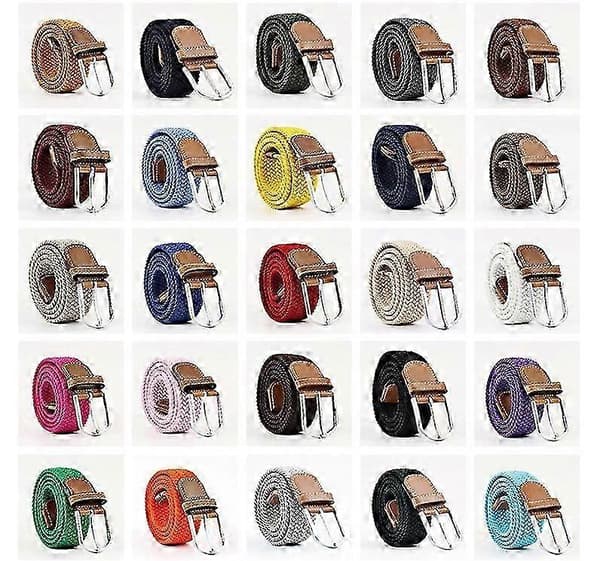 Set med 2 Dam Bälte Casual Flätad Elastisk Tyg Vävd Stretch Elastiska Bälten (LGL)