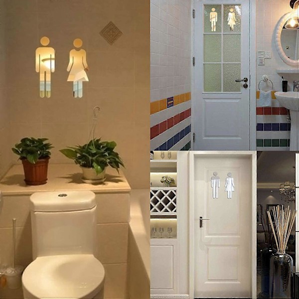 Toilet Klistermærker, 12x4cm, Toilet Skilte med Mand og Kvinde Symboler, Let at Klæbe Toilet Skilte Mand Kvinde til WC Toilet (LGL)