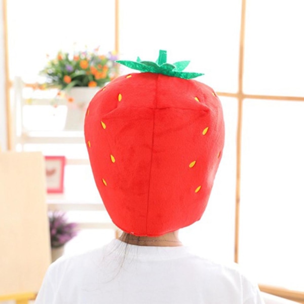 Strawberry Hat Cosplay Rekvisitter Tilbehør Plyshoved Fancy Taiyaki Cosplay Cap Fotorekvisitter