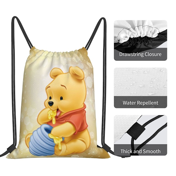 Søt Winnie Pooh Snøring Ryggsekk Gym Bag Sport String Bag Utendørs Bærbar Dagstursekk For Fitness Yoga Svømming Fottur Klatring Reise Skole S 36cmx43cm