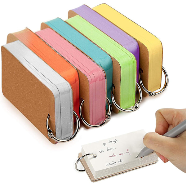 7-pack flashkort med ring, vokabulärkort, 350 ark, flashkortsficka, små anteckningsblock för memos (LGL)
