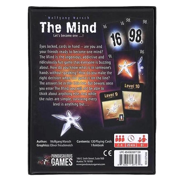 2022 The Mind Card Game Party Puzzle Lautapeli Team Experience Interaktiivinen peli Hfmqv One Size