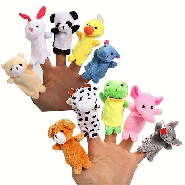 10-pack fingerdockor - Mjuka plyschdjur fingerdockor leksaker för barn, mini plyschleksak för pojkar flickor, festgåvor för shower, lektid, skolor