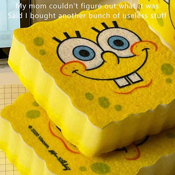 Tegneserie Svamp Oppvaskmaskin Spongebobs Magiske Tørkesvamp Blokk Kjøkkenutstyr 4 pc 1*Drain Rack And 3*Sponge Wipe