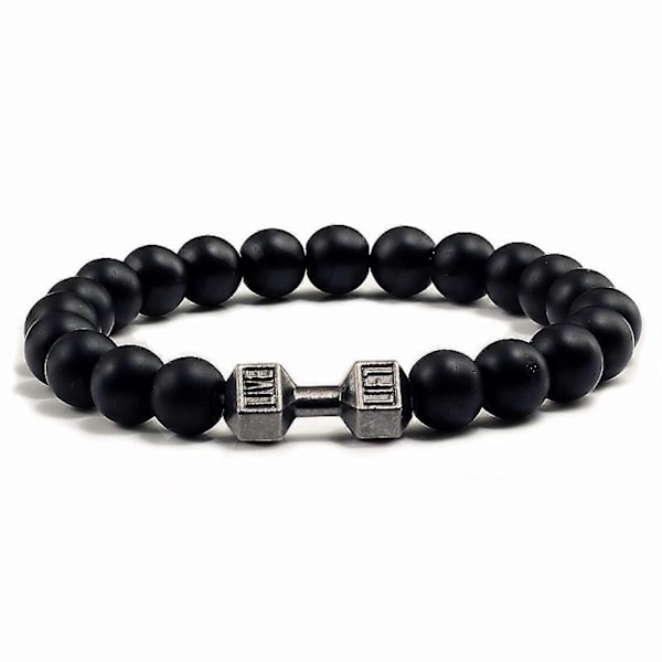 Traintough Håndvægt Armbånd til Mænd, Cool Vulkansten Angst Perlearmbånd, Justerbart Yoga Vægtstangsarmbånd Gaver LGL black B