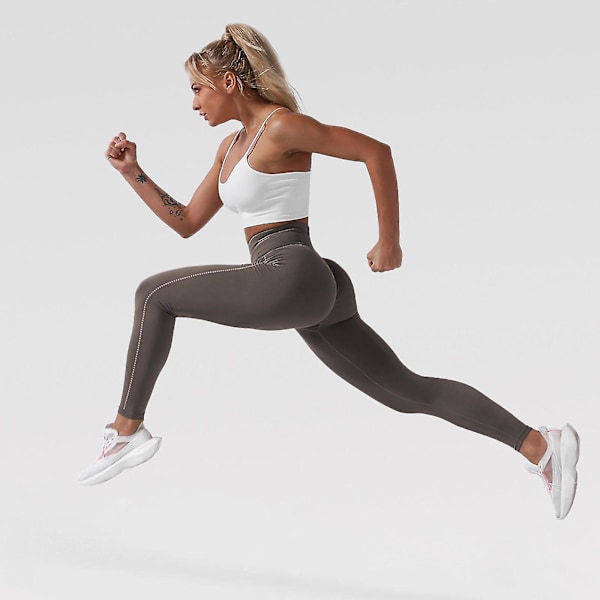 Hurtigtørkende yogaklær for kvinner, treningstights, yogabukser LGL Dark brown S
