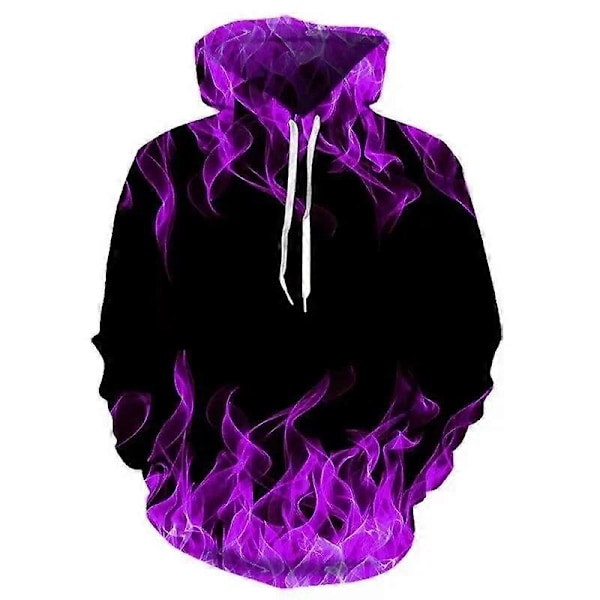 Ny Fargerik Flamme Hettegenser 3D Sweatshirt Menn Hettegenser Genser Høst og Vinter Jakke Herreklær Morsom Jakke Svarte Hettegensere Topp LGL WY090927 M