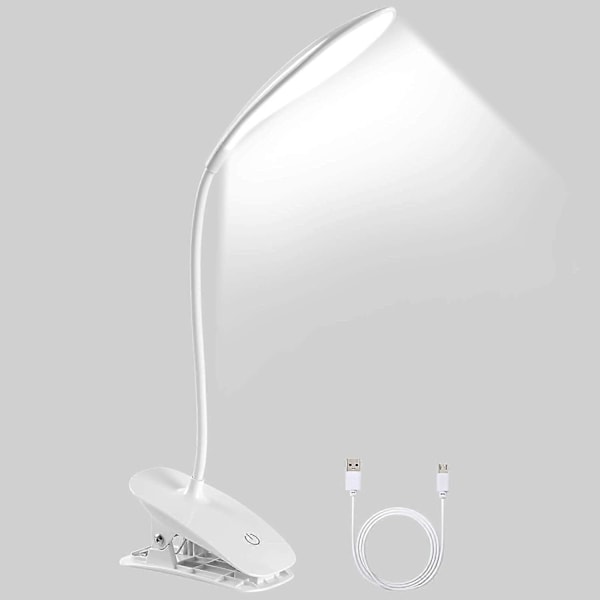 Barnskrivbordslampa, USB-uppladdningsbar klämbar läslampa, 3 justerbara färgtemperaturer och ljusstyrka för barn (LGL)