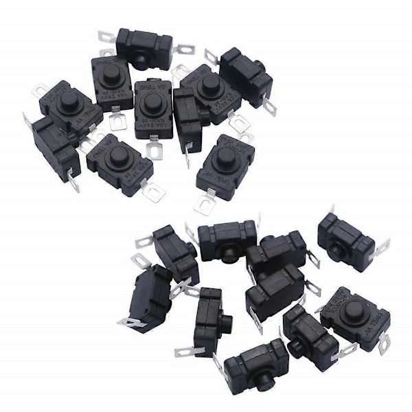 40st Självlåsande Tryckknappsbrytare, KAN-28 Ficklampsbrytare (20 st Platt Stift med Hål + 20 st Böjt Stift med Hål) (LGL)