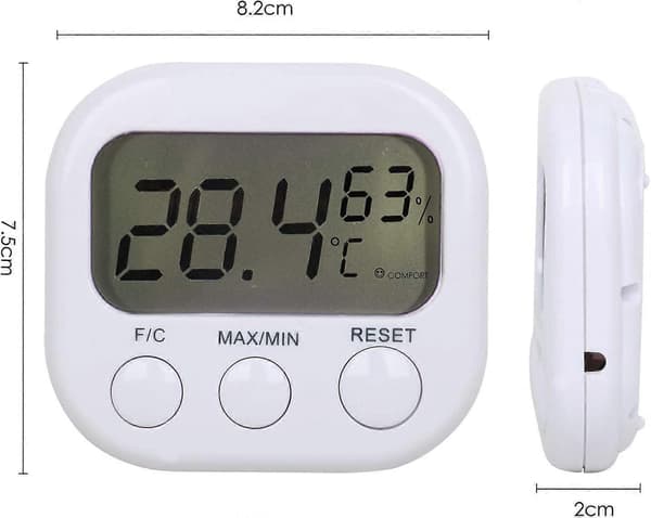 Digitalt LCD termometer Perfekt til vinter, Hygrometerfunktion, Måler luftfugtighed (LGL)
