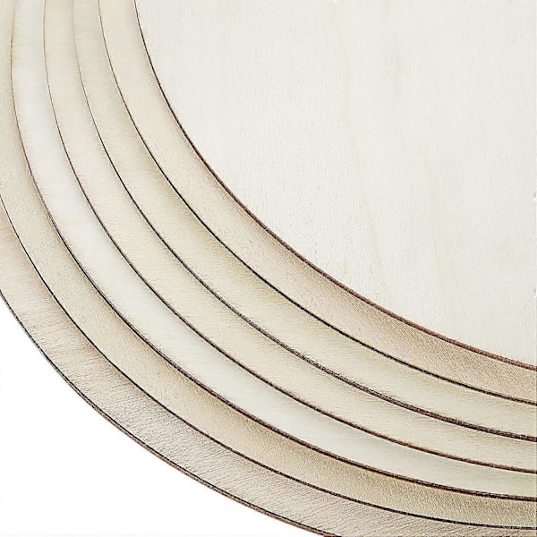 20 stk. Ubehandlede Runde Træcirkler, 25 cm / 10 tommer Diameter, 3 mm Tyk, Almindelige Naturlige Tomme Træskiver til Maling, Håndværk, Skilt Plaq LGL