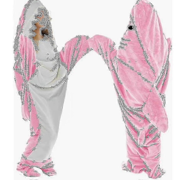 Superblød Haj-tæppe Hoodie Voksen Haj-tæppe Hyggelig Flanell Hoodie LGL 85cm Pink