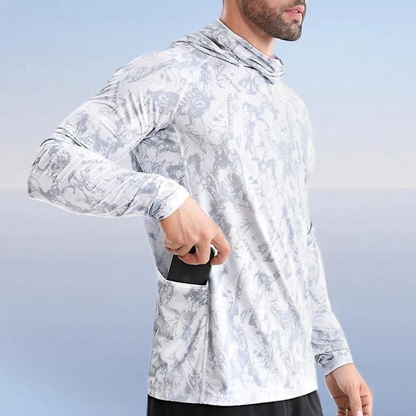 Fiskekläder för utomhusbruk Snabbtorkande Solskyddsjacka med Ansiktsskydd för Klättring LGL Camouflage Black XL