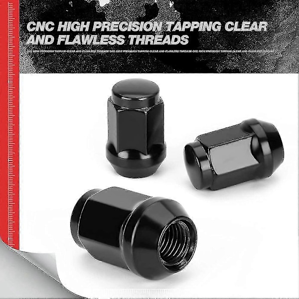 24 st 12x1,5 Hjulmutter Stängd Ände Bulge Acorn Cone Lugnuts, För 2007-2022 Cruiser, 2001-2007 Sequoia Svart - F (LGL)