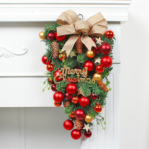 Julkrans Dekorativ Hängande Ornament Jul Konstgjord Krans Dekoration För Framdörr, Vägg, Spis