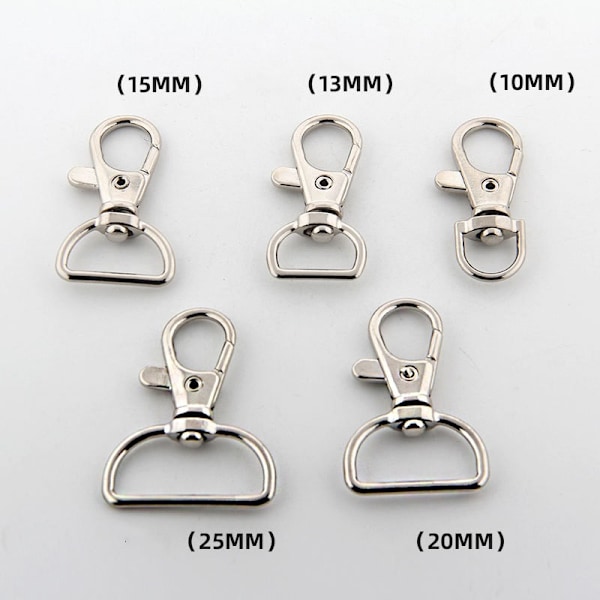 Svingbare halvsirkelringer med karabinkrok 10 stk Sølv (LGL) Silver 1.5 cm