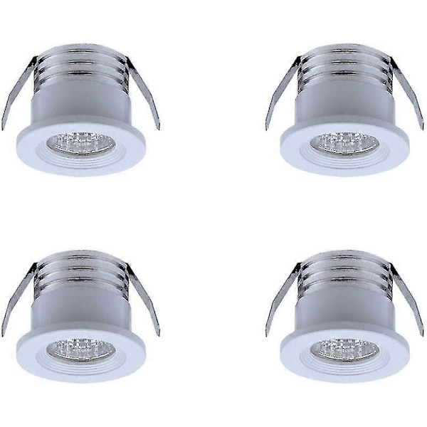 Sæt med 4 mini forsænkede LED-spots, 3 W, varm hvid Hvid LGL