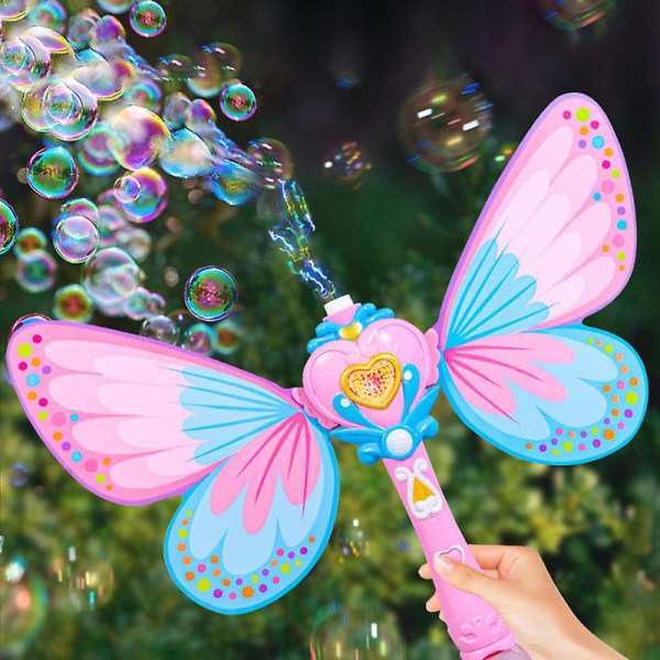 Bobleblæser Aftagelig Elektrisk Sikker Lækagesikker Glat Overflade Underholdning Nyhed Sommerfugleform Bubble Stick pigelegetøj[GL] Pink