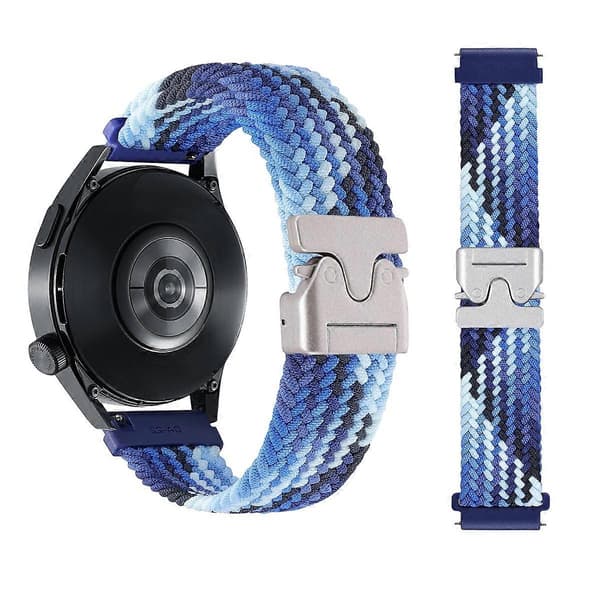 Snap Button Nylon Flätat Klockarmband (LGL) Colorful Blue 22mm