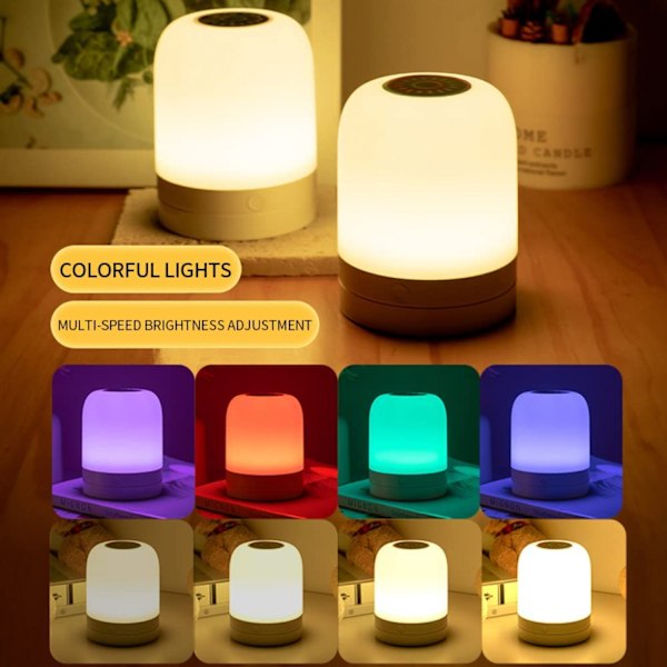 Qinwei LED Nattlampe med Berøringskontroll, Oppladbar Bordlampe, 7 Farger, Bærbar Lampe, Soverom, Stue, Kontorlampe (Oppladbar) (LGL)