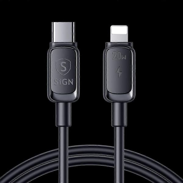 USB-C - Lightning -kaapeli 20W, 0,25 m - Musta (LGL)