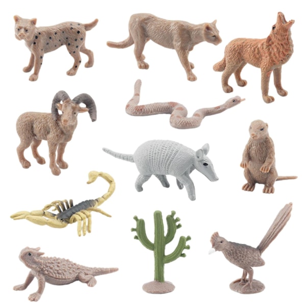 11x Ørkendyr Modelfigurer Håndværk Jungledyr Figurer Legesæt til børn Pædagogisk legetøj Fødselsdagsgave Skrivebordspynt[GL] Multicolor 2.5cm-7cm