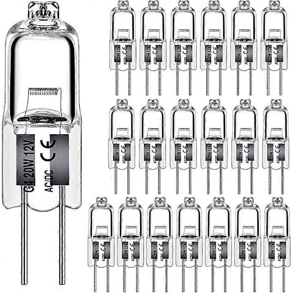 20 stk G4 Halogenpære 20w Dc12v Innendørs Halogen G4 Lampe Krystallpære LGL