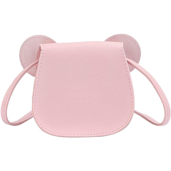 Liten flickväska prinsessa mini väska med rosett söta musöron rosett crossbody väska rosa mus (LGL)