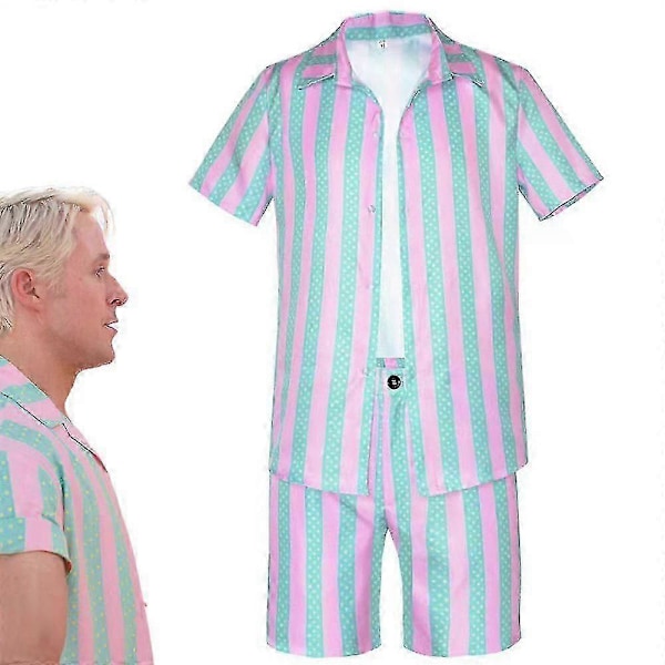 Gosling Ken Kostume - Herre Kortærmet Skjorte Frakke Shorts Sæt - Uniformsdragt - LGL XXL