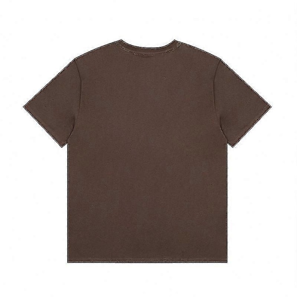 Travis Scott Cactus Jack Bokstavstryck Lös Kortärmad T-shirt i Bomull för Män och Kvinnor LGL Coffee M